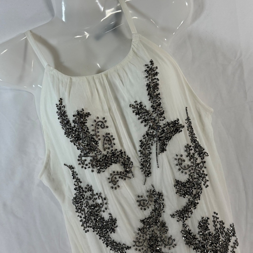 White House Black Market Ecru Beaded Leaf Date Top NWT 570251724 Small - Picture 3 of 9